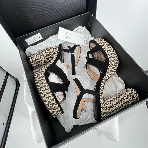 NWT NIB Womens black tan Talina Suede Espadrille Platform High Heel Sandal C2314 - Picture 11 of 11